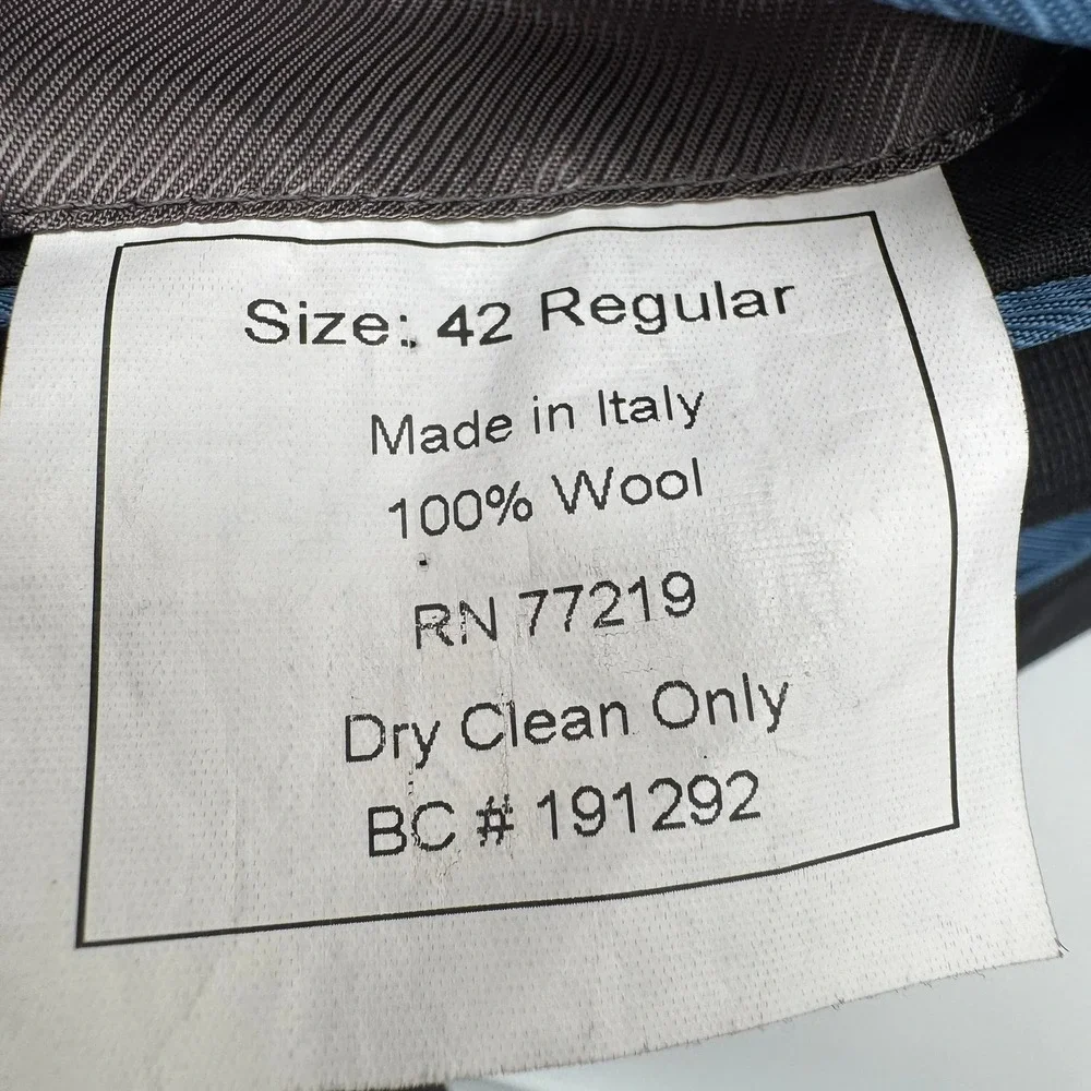 EGARA ZIGNONE Men's 42R W34 Charcoal Gray Italian Wool Slim Fit 2 Piece Suit